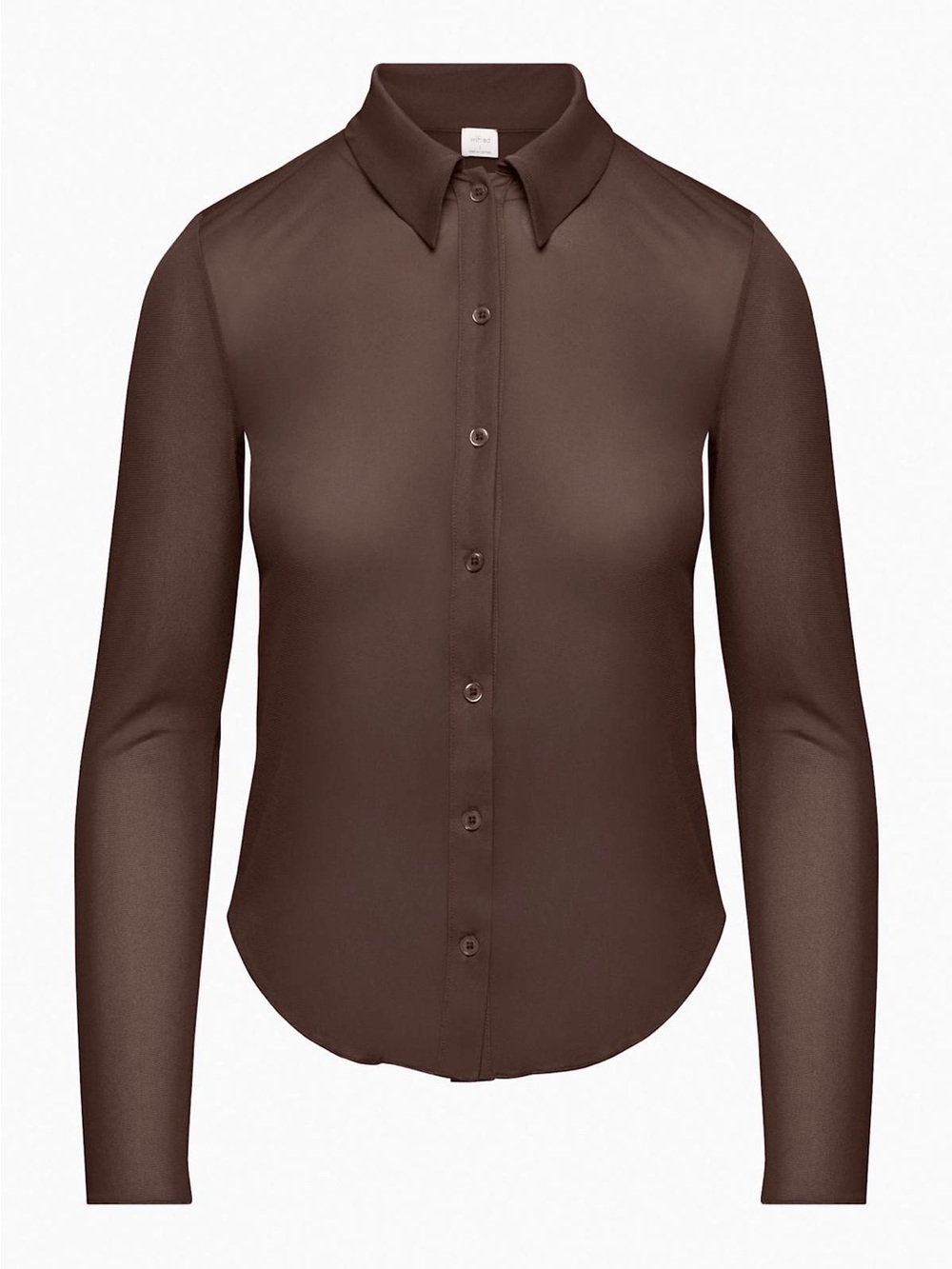 Aritzia Wilfred Pose Mesh button-up longsleeve - Brown - Large